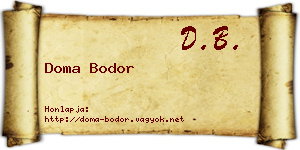 Doma Bodor névjegykártya